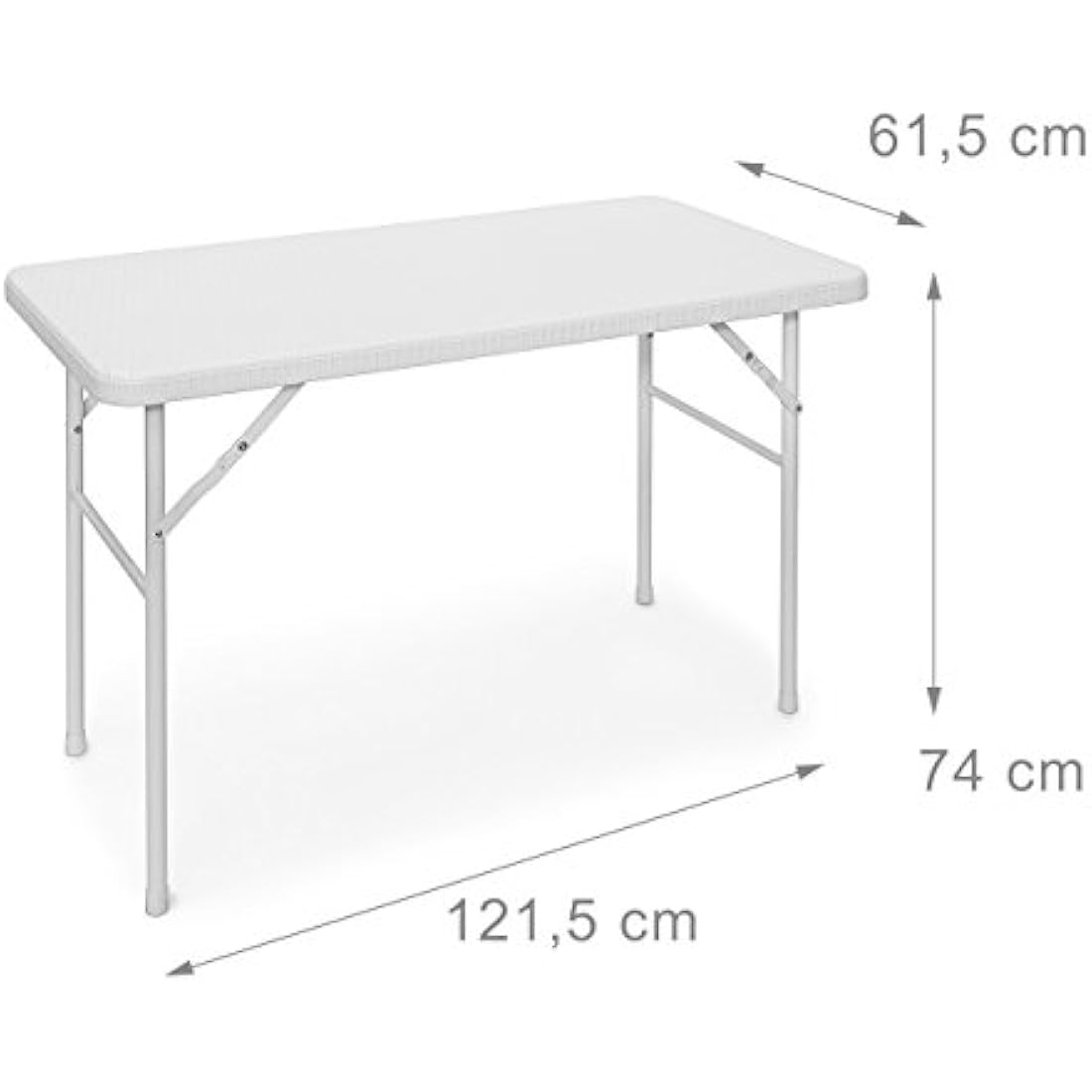 Relaxdays BASTIAN Rectangular Patio Table Folding Table 74 x 121.5 x 61 cm, Folding Table for Backyard, Balcony or Porch with Metal Frame, Rattan Look Side Table or Camping Table, White