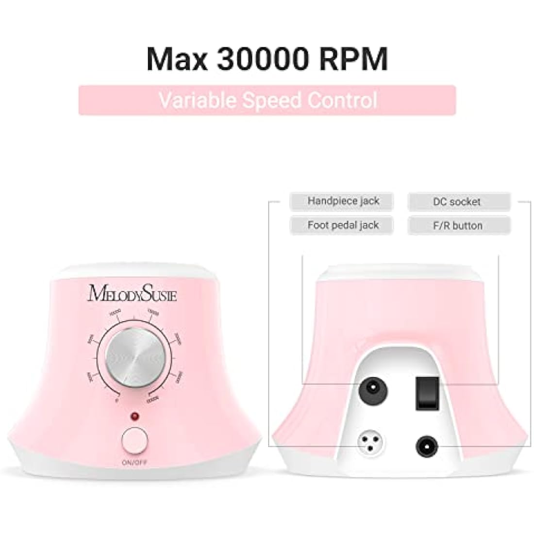 MELODYSUSIE Scarlet Nail Drill 30000RPM, Professional Low Noise, Low Vibration, Electric Nail Files, Nail Drill Machine for Acrylic Nails and Gel Nails, Electronic equipment(Pink)
