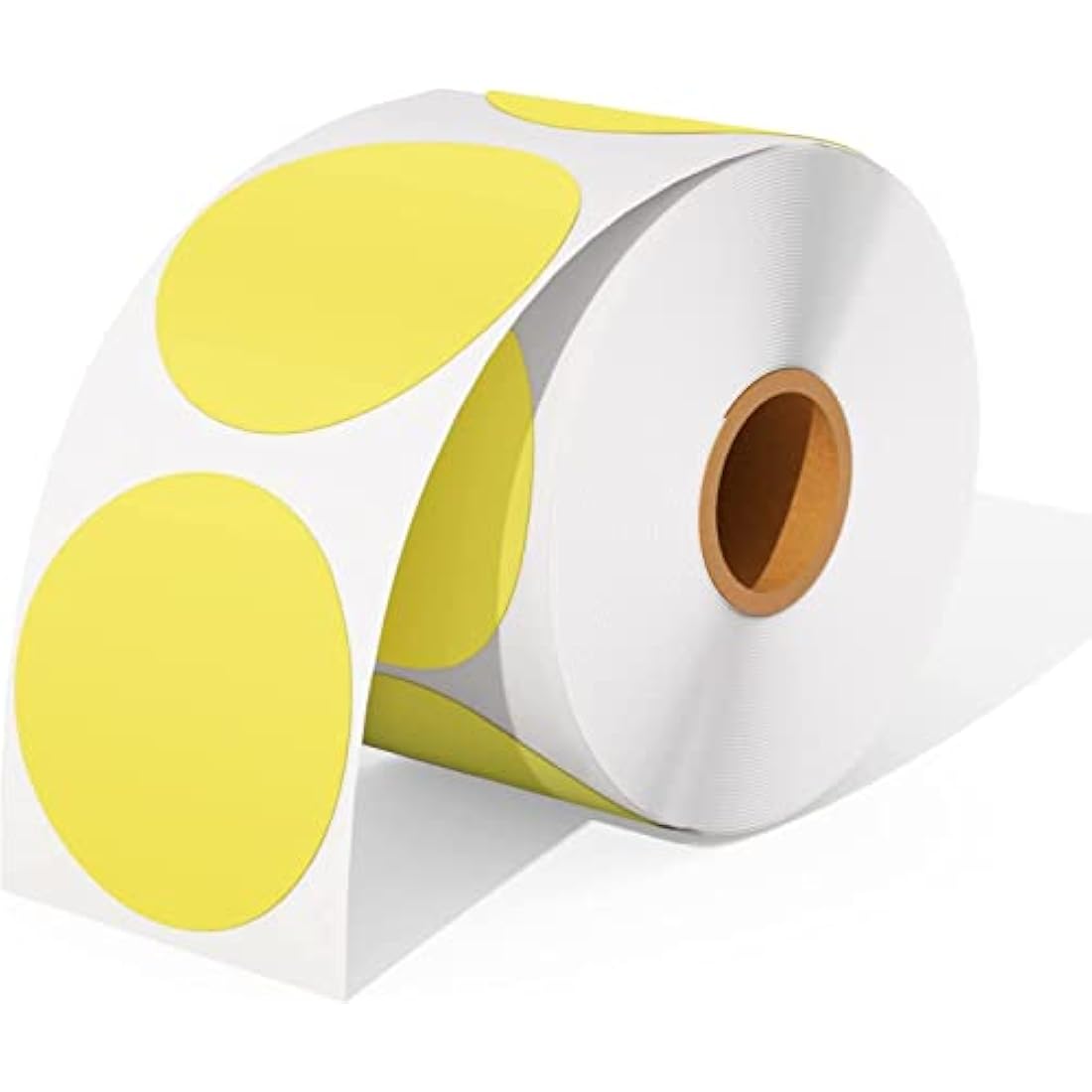 MUNBYN 50x50mm Yellow Circle Thermal Sticker Labels, Self-Adhesive Round Direct Thermal Labels, Multi-Purpose Roll Sticker for DIY Logo Design, QR Code, Name Tag, Inventory-750 Sheet/1 Roll