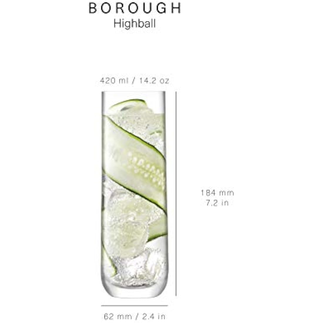LSA International Borough Highball 420 ml Clear | Set of 4 | Dishwasher Safe | BG04