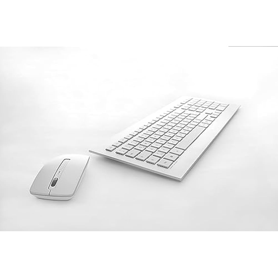CHERRY DW 8000, Wireless Desktop Set, German Layout (QWERTZ), Battery-Operated, Ultra-Flat Keyboard, 3 Key Mouse with Infra-Red Sensor, Silver/White