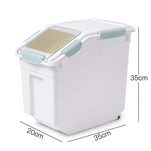 Toolzia Rice Dispenser 10kg with Scoop, Airtight Rice Storage Container Dry Food Dispenser Large Sealed Grain Containe Bin (Cyan)