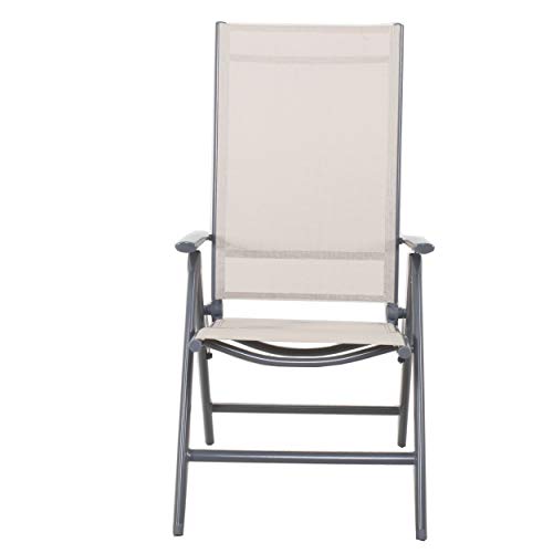 Chicreat Korfu Aluminium Folding Chair, Beige, 67 x 59 x 113cm
