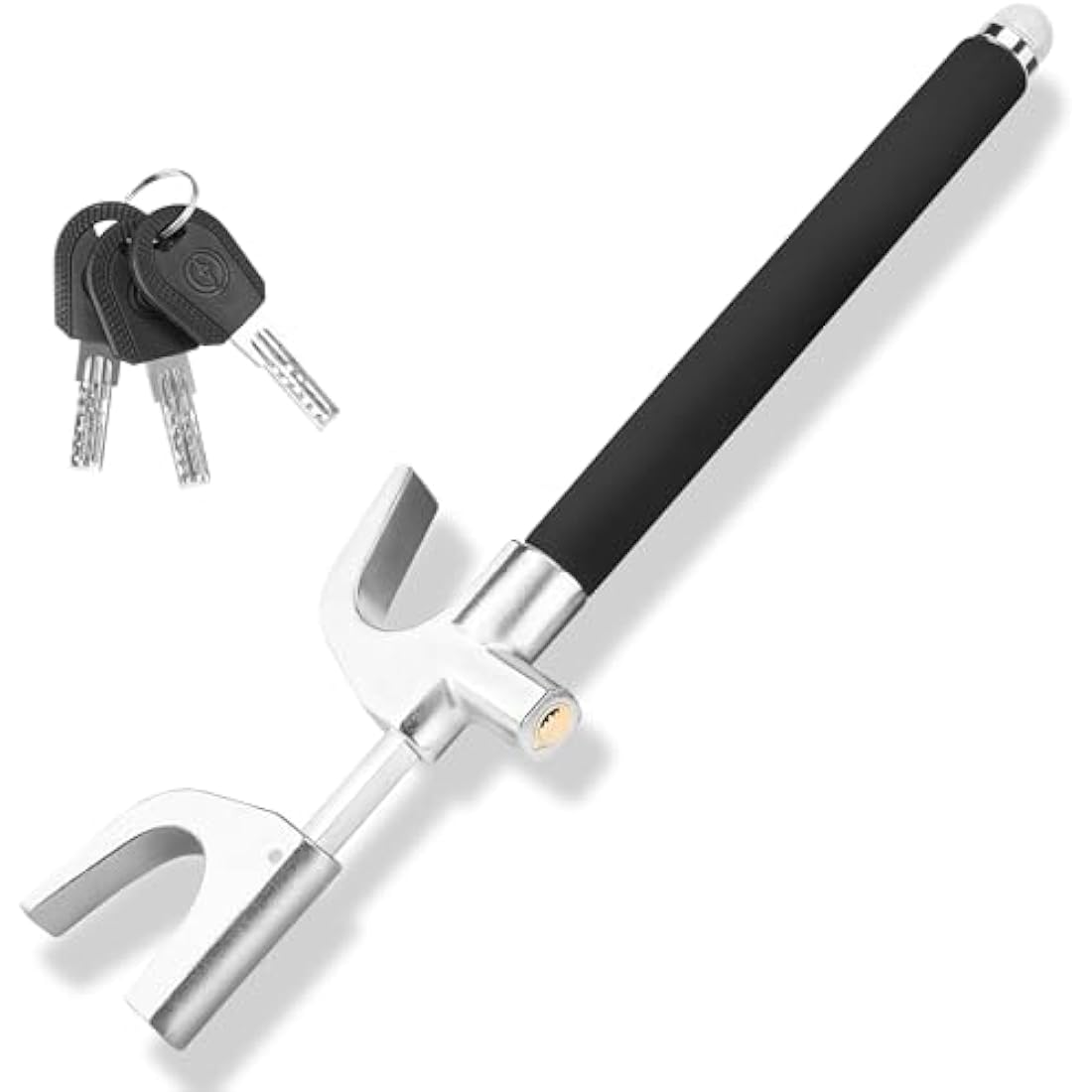 Turnart Steering Wheel Lock Universal Anti-Theft Device Retractable Steering Lock with 3 Keys for Auto/Truck/SUV/Van (Black)