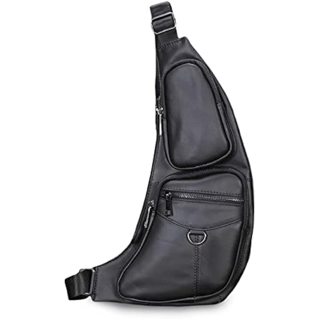FANDARE Retro Sling Bag - Genuine Leather Chest Crossbody Bag for Business Travel Hiking Bicycle Sport Gym Pack - Black