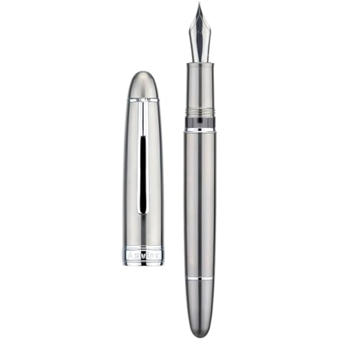 Asvine J16 Solid Titanium Fountain Pen Extra Fine Jowo Nib Piston Filling, Ink Window Design with Wrench and Pen Box