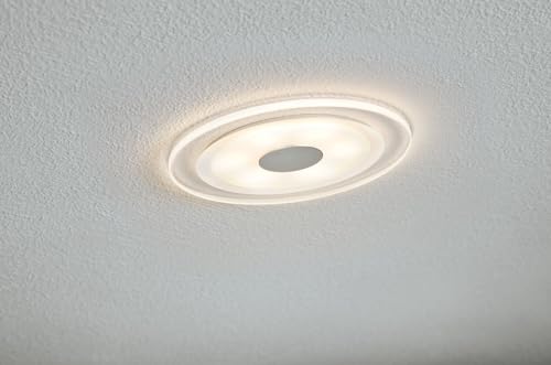 Paulmann Premium Whirl 3 x 4.9 W Recessed Ceiling Spotlight Set, Warm White, Satin Aluminium, Dimmable, IP23, 12 x 12 x 1 cm, Living Room