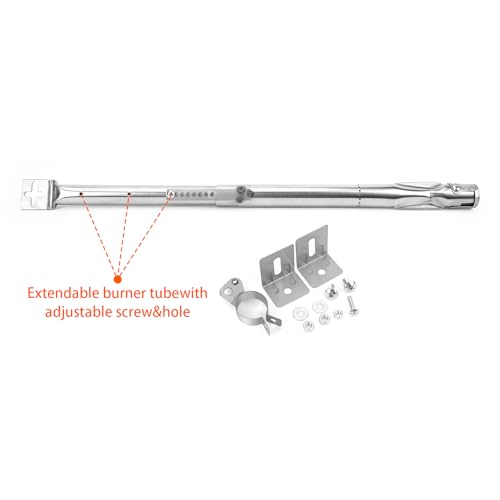 onlyfire 4pcs Universal Stainless Steel Gas Grill Burner Tube Replacement, Extendable from 36 cm to 50cm, Diameter 12 mm