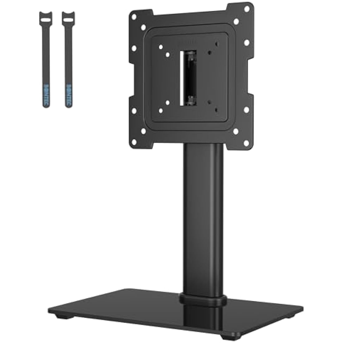 BONTEC Universal Swivel TV Stand for 17-43 inch Screens, Height Adjustable Table Top Pedestal TV Stand for LCD/LED/OLED/Plasma/Curved TVs up to 45kg, 2 Cable Ties Included