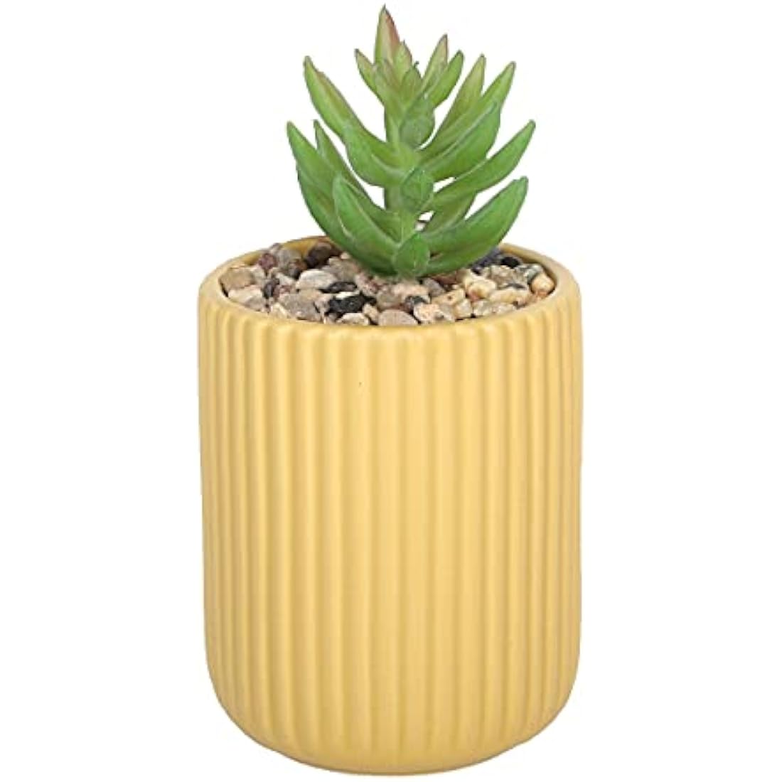 Sleepdown Halo Green Leaf Ochre Textured Pot Artificial Faux Plant for Home Office Bathroom Decor Indoor Decoration Aesthetics, Small