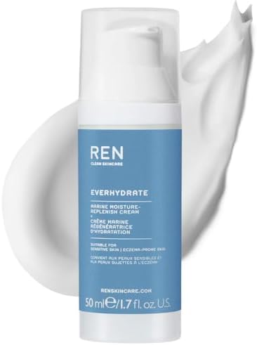 REN Everhydrate Marine Moisture-Replenish Cream, 50ml – Hydrating Moisturizer with Algae and Hyaluronic Acid, Provides 48-Hour Hydration, Replenishes and Smooths Dry Skin