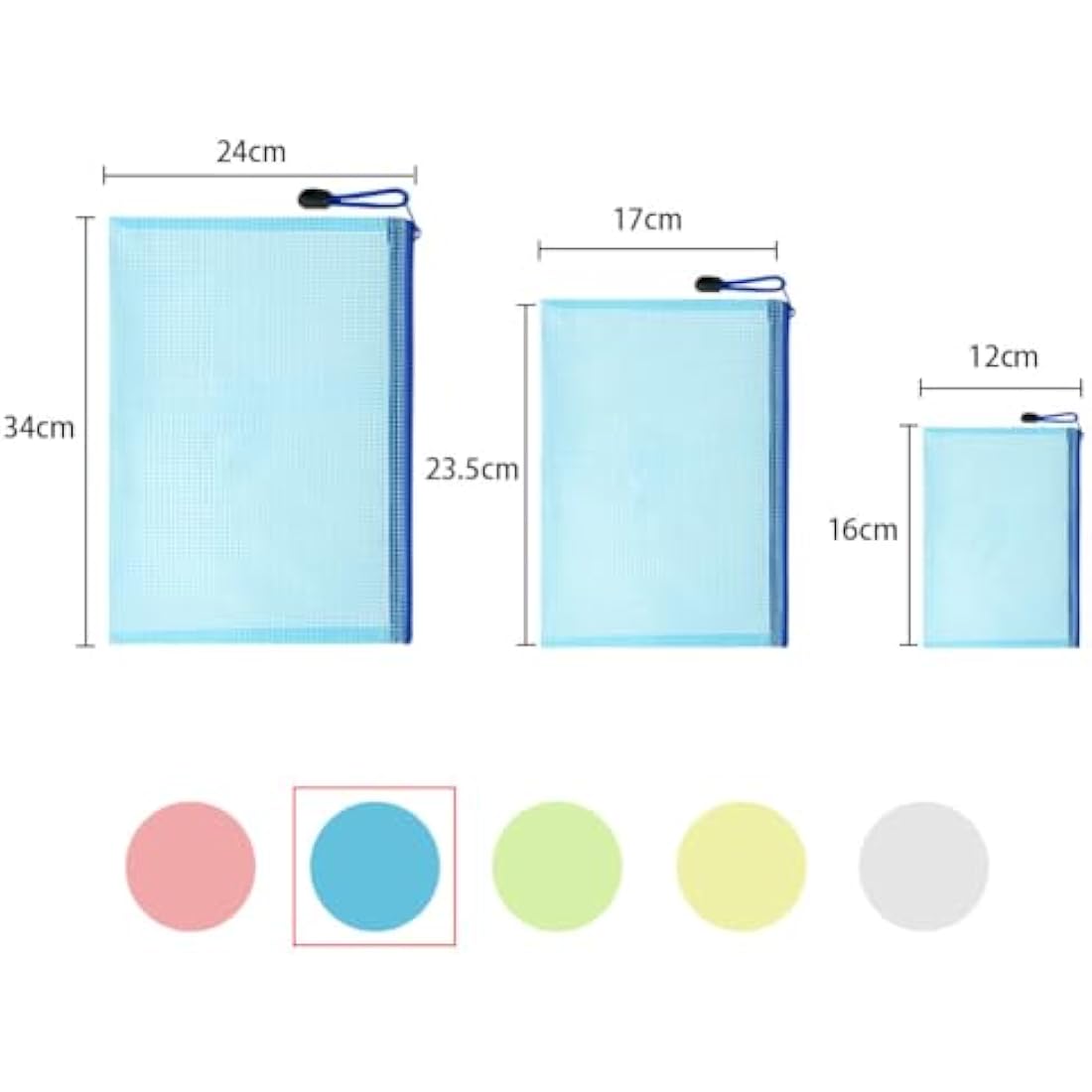 Vicloon Plastic Wallets, 15Pcs A4 A5 A6 Zip Lock Bags Mesh Document Wallet Document Folders Plastic Pockets Zipper File Wallet for School Office Homework Travel Storage Bags (Multicolor)