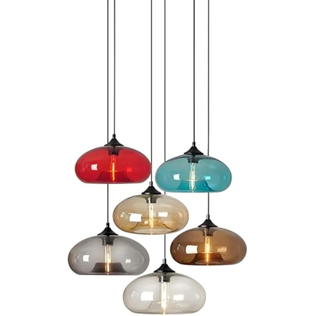 HJXDtech Pendant Light with 28cm Glass Lampsahde, Industrial Vintage Loft Bar E27 Ceiling Hanging Lamp for Kitchen, Dining &Living Room (Turquoise)