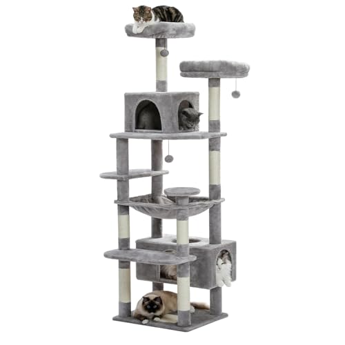 PAWZ Road Large Cat Tree 72.4 Inches 184cm, 6.1ft Cat Tower for Large Cats, Condo with Sisal-Covered Scratching Posts and Pads, 2 Padded Perch, Dual