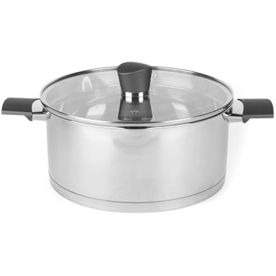 Russell Hobbs RH01168EU7 Excellence 24 cm Stockpot – Stainless Steel Cooking Pot, Glass Lid, Induction Suitable, Pouring Lip, Mirror Polished, PFOA-Free, 4.8L Capacity, Ideal for Soups and Stews