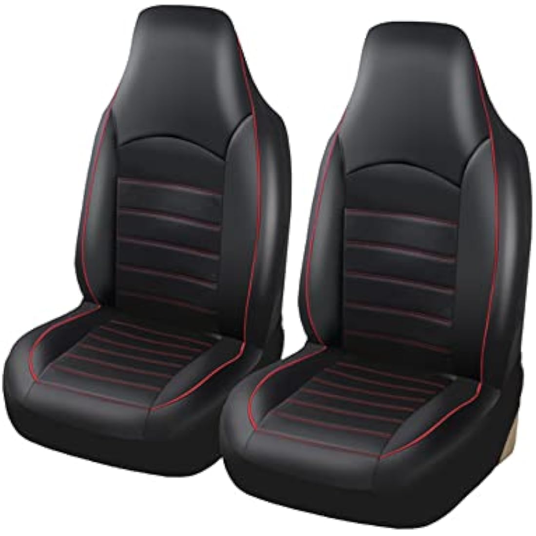 TOYOUN Classic Universal PU Leather Car Front Seat Covers High Back Bucket Seat Cover - Fit Most Cars, Trucks, SUVS, or Vans 2 PCS Red Auto Seat Covers Set Car Seat Protector for All Seasons