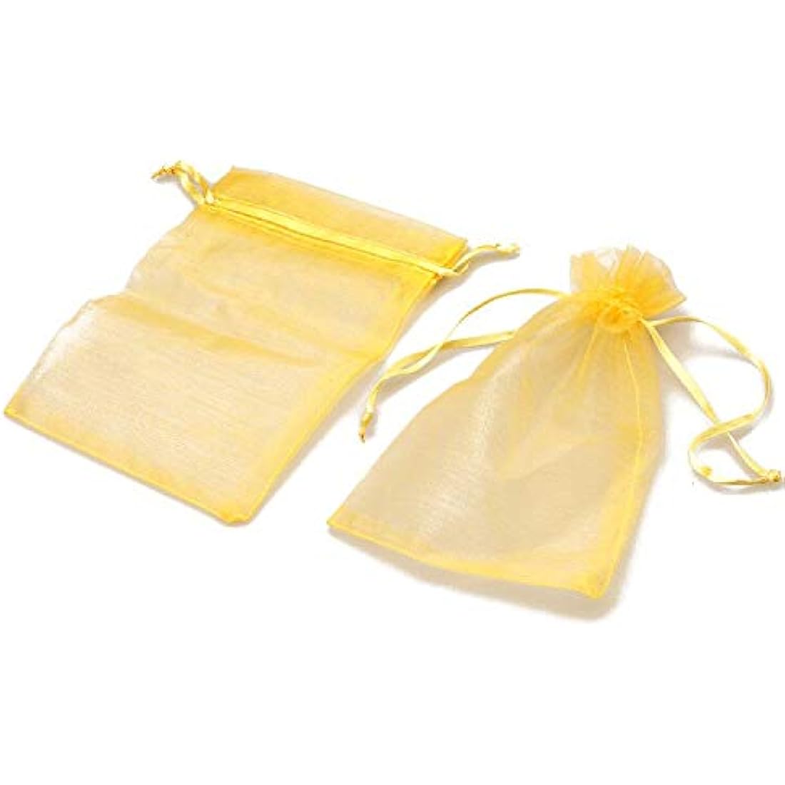 G2PLUS Gold Organza Gift Pouches, 10x15 CM Medium Organza Favour Bags, 100 PCS Wedding Jewelry Bags, Clear Mesh Pouches Perfect for Wedding, Christmas, Birthday, Anniversary