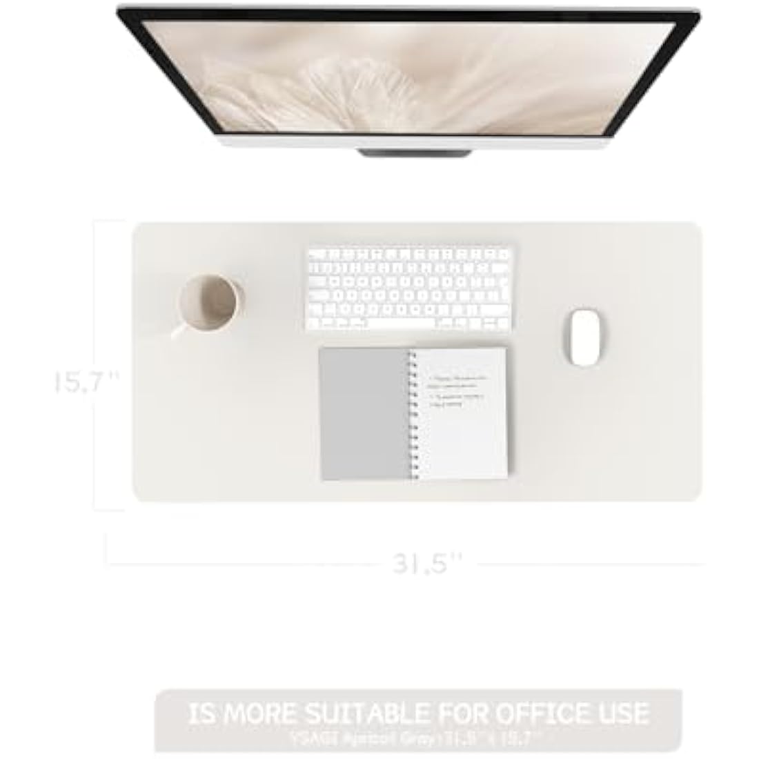 YSAGi Non-Slip Desk Pad, Waterproof PVC Leather Desk Table Protector, Ultra Thin Large Mouse Pad, Easy Clean Laptop Desk Writing Mat for Office Work/Home/Decor (80 x 40 cm, Gray)