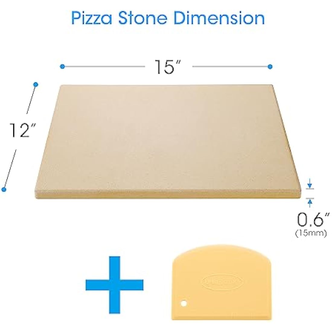 Unicook Pizza Stone, Cordierite Baking Stone for Oven and BBQ, Grilling Pizza Plate, Ideal for Making Bread, Cookies and More, Thermal Shock Resistant, Durable and Safe, Rectangular, 38 x 30 cm