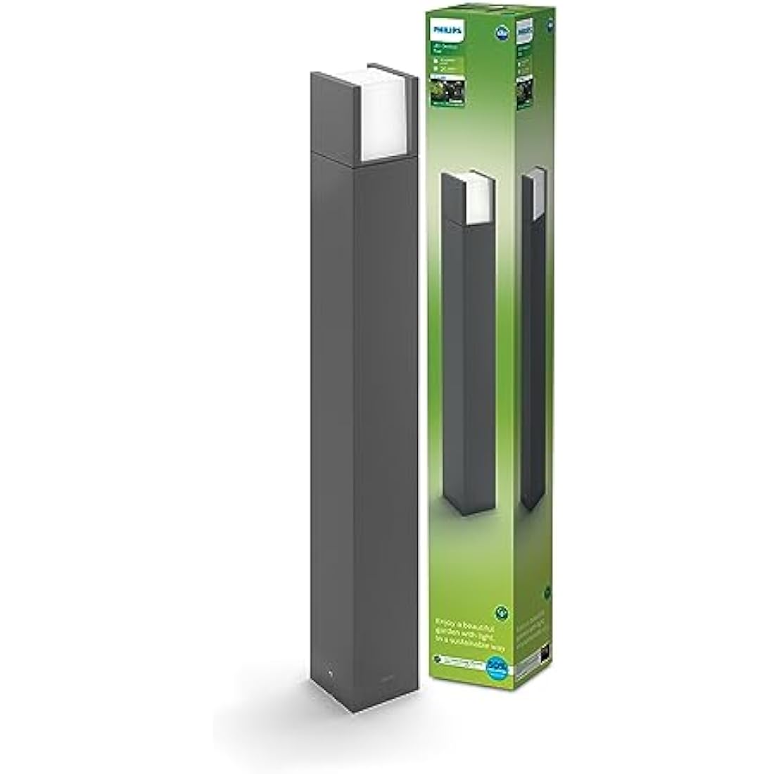 Philips LED Arbour Ultra Efficient Outdoor Post Light [Anthracite - 1x3.8W] 3000K White. for Home, Garden, Patio Lighting for Energy Saving.