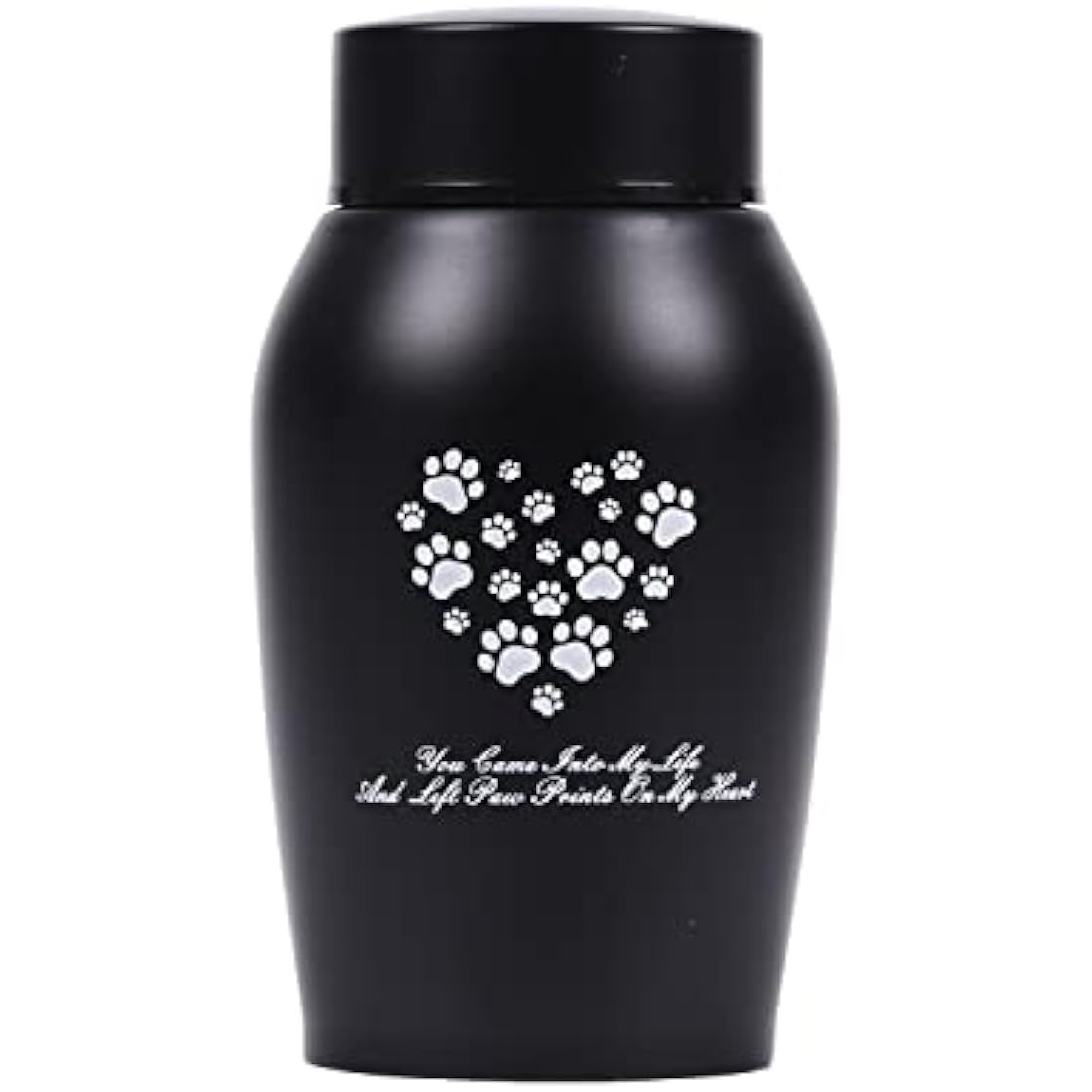 Paw Print Keepsake Urns - Pet Memorial Urns for Dog & Cat Ashes (Small, Black)