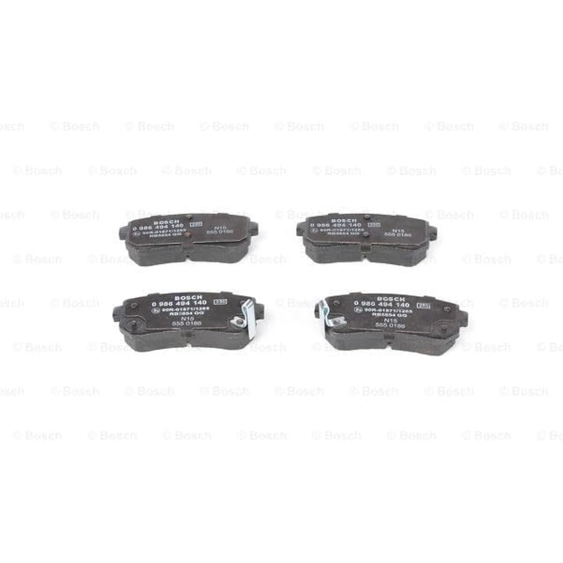 Bosch BP1051 - Brake Pads Car Rear Axle - Bosch Quality - Reduced Noise and Dust - ECE-R90 Certified - Copper-Free - 1 Set of 4 Pads