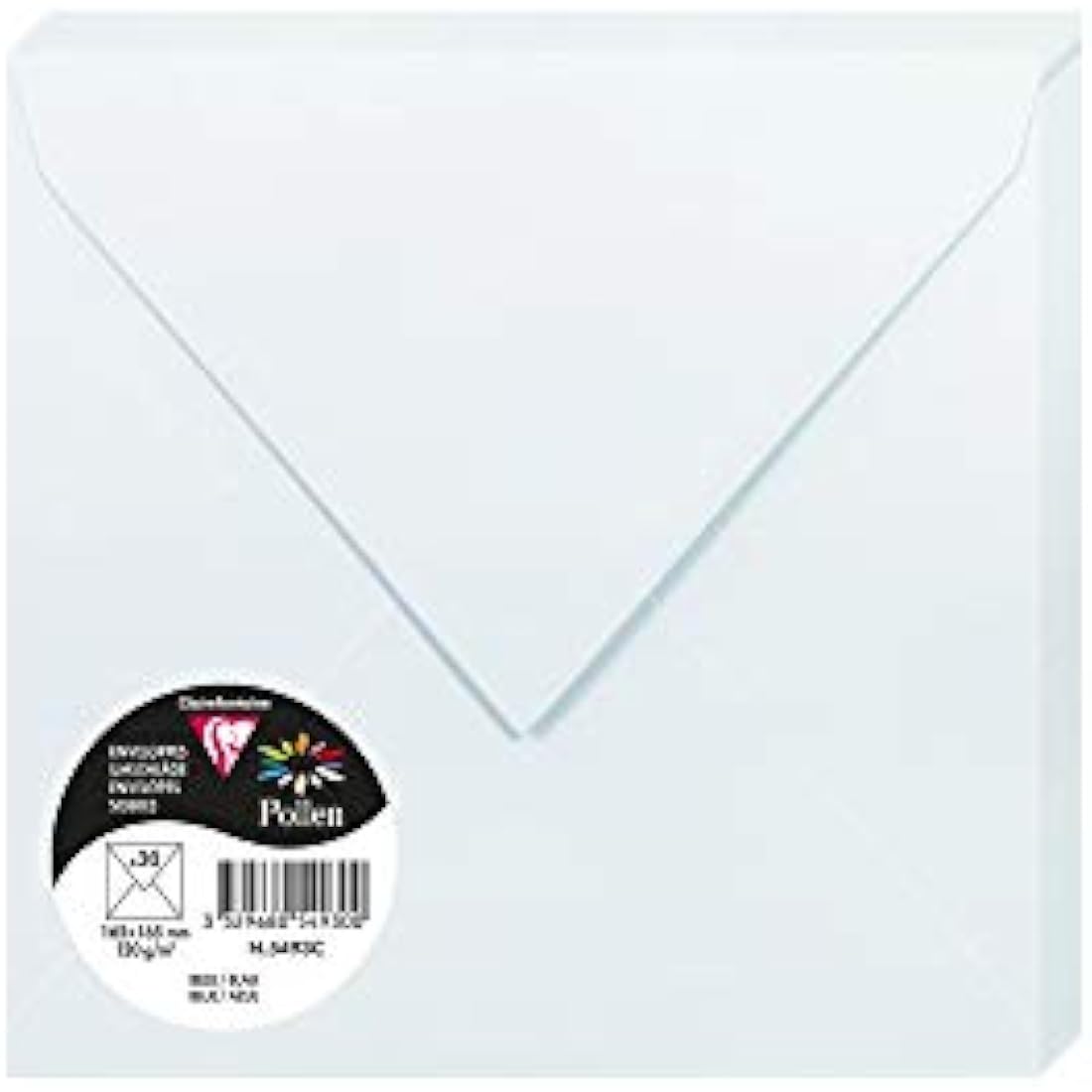Clairefontaine - Ref 5493C - Pollen Envelopes (Pack of 20) - 165 x 165mm Sized, 120gsm Paper, Gummed Seal, Inkjet & Laser Printer Compatible, Acid Free - Blue