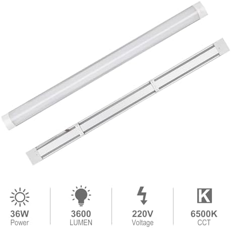 muzha 4 Packs LED Batten Lights 4FT 40W 6500k Daylight,Low Profile Wall or Ceiling Surface Mounted Fitting for Home/Workshop/Office/School Restaurant