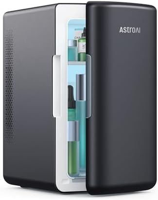 AstroAI Mini Fridge 6 Litre / 8 Can | Cooler and Warmer | AC/DC | Small Fridge for Bedrooms, Car, Drinks, Beauty, Skincare, Travel (Deep Black)