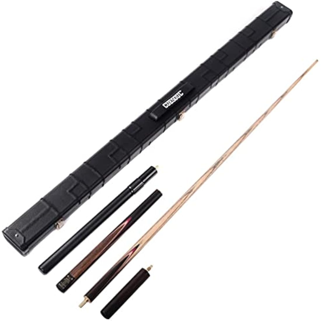 CUESOUL Classic Handmade 57 Inches 18oz Rosewood 3/4 Jointed Snooker Billiard Pool Cue, Rosewood Butts and Aluminum Telescope Extension with Leathertte Protective Case, 9.5mm Tip Snooker Cue Set