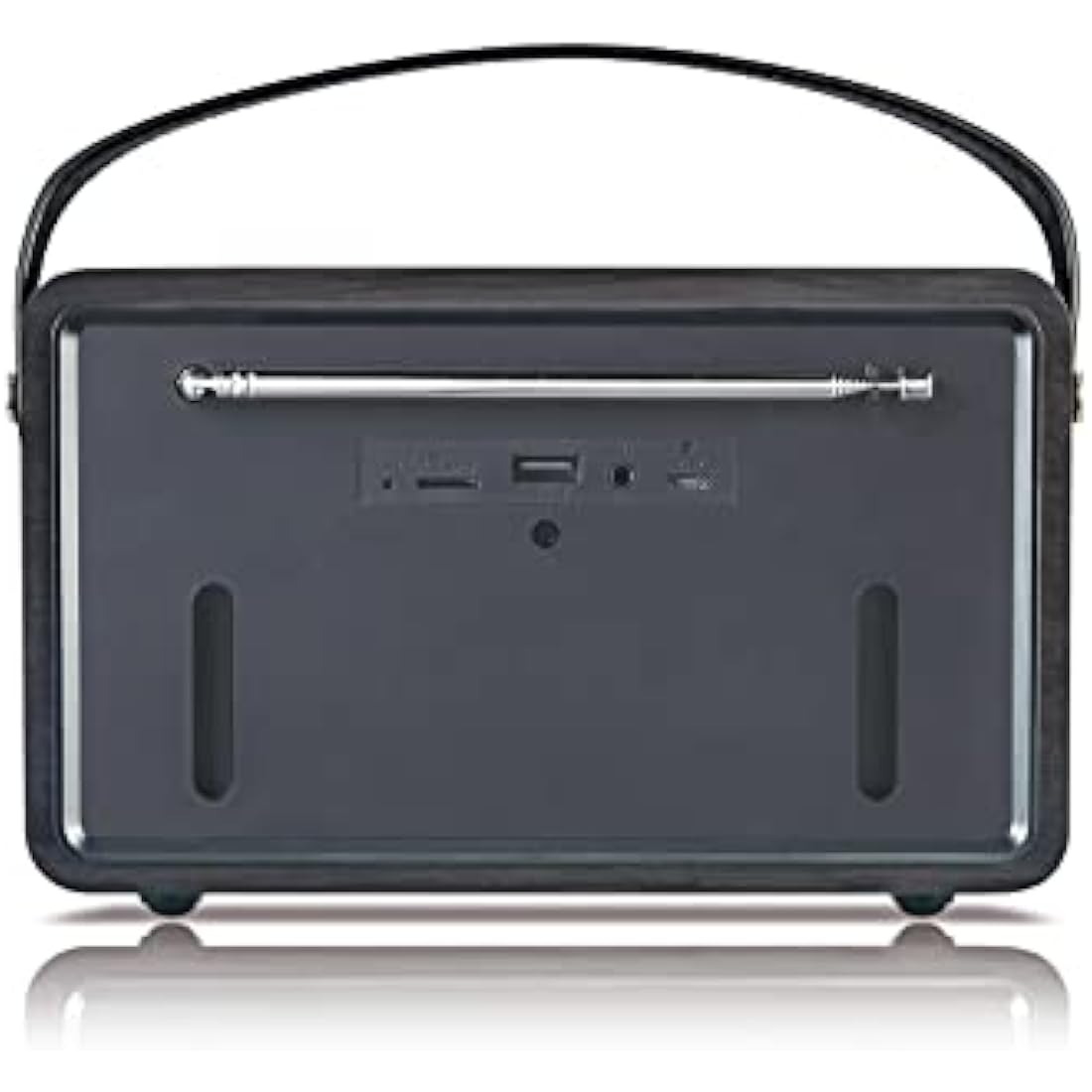 Roxel Retro D1 Vintage DAB+/FM Radio Wireless Speaker | Bedside Alarm Clock with Sleep Function. Rustic Exterior, Mains and USB Rechargeable, TF card, AUX and USB Compatible (Black)