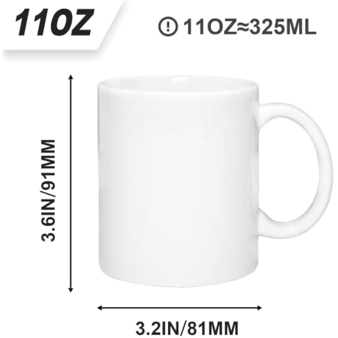 MR.R Set of 36 Sublimation Blanks Dishwasher White Ceramic Coffee Mugs 11oz Blank Ceramic Classic Drinking Cup Mug for Milk Tea Cola Water