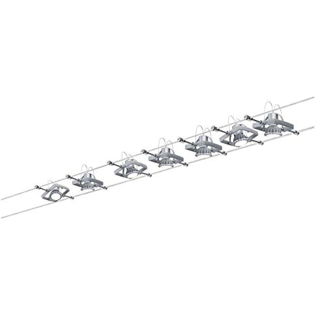 Paulmann 94152 Cable Lighting System – Mac II Set Ceiling Light Metal Wire System for GU5.3 LED Lamps - Suitable for Max 7 x 10 Watt Bulbs, Comes Without Bulbs - Matt Chrome