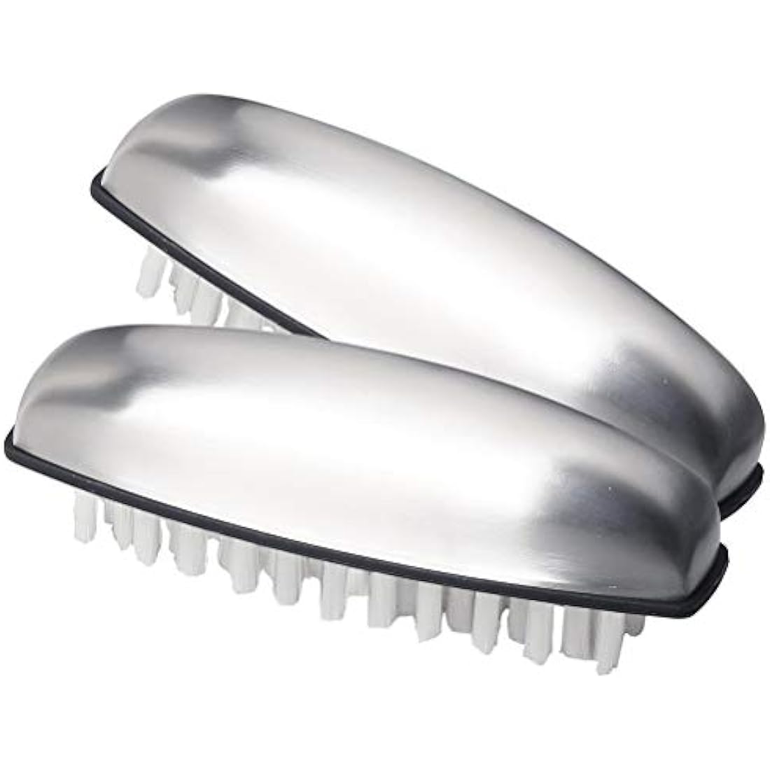 kuou Stainless Steel Nail Brush, 2 Pieces Hard Bristle Hand Wash Brushes Nail Clean Brush Handle Nail Finger Tip Scrubbing Brush Nail Brushes for Cleaning Nails and Toes Nails