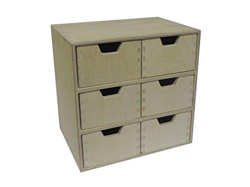 6 Drawer Wooden Chest - Storage Cupboard Unpainted Playwood Drawers Decoupage