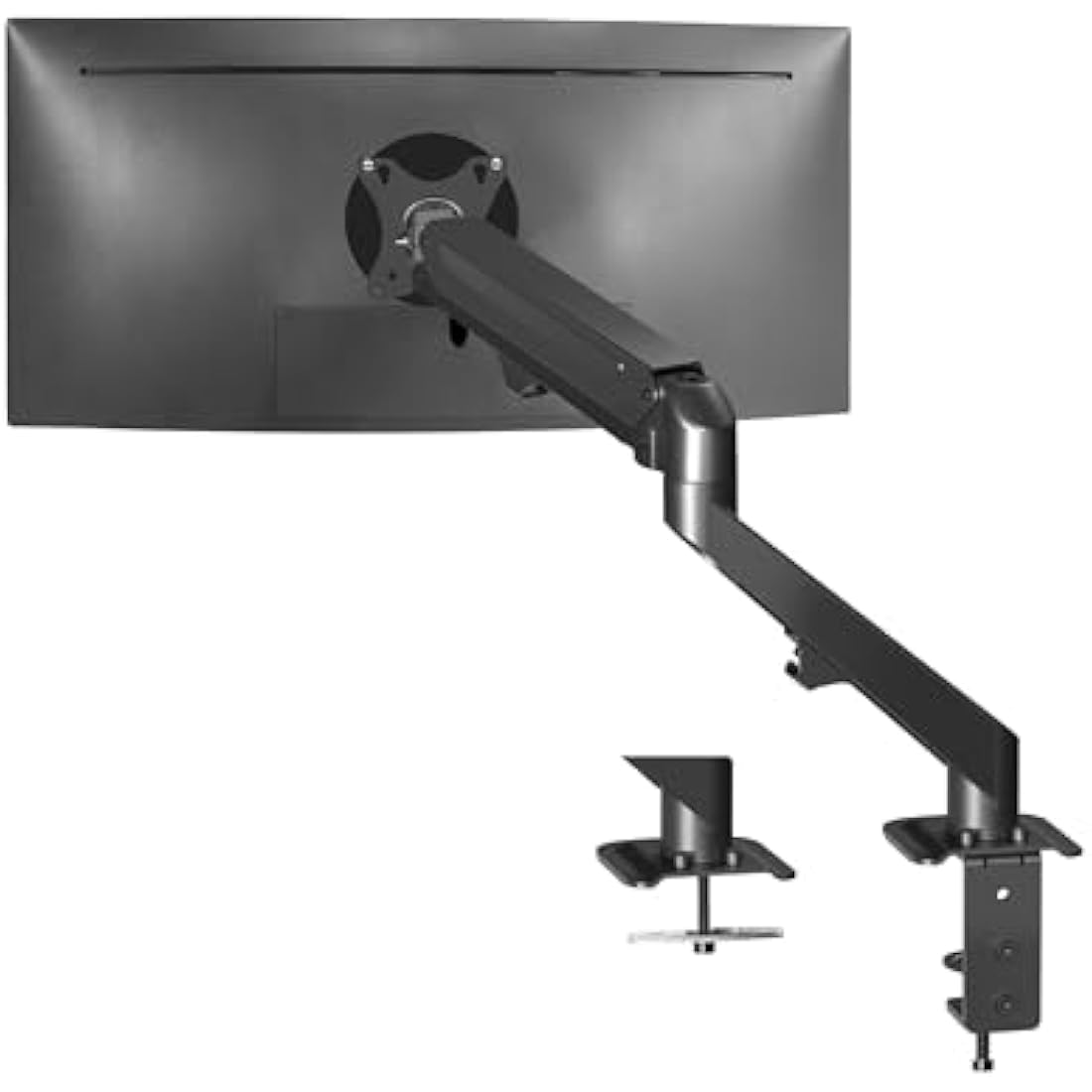 VIVO Articulating Single 17 to 27 inch Pneumatic Spring Arm Clamp-on Desk Mount Stand, Fits 1 Monitor Screen with Max VESA 100x100, Black, STAND-V101O