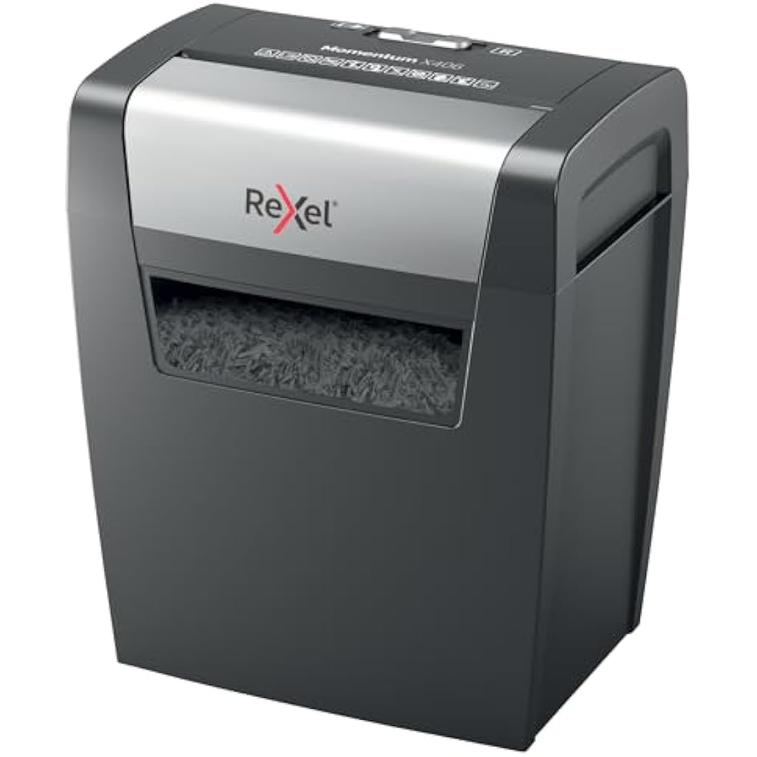 Rexel Momentum X406 Cross Cut Paper Shredder, Shreds 7-6 Sheets (70-80 gsm), 15 Litre Bin, Black, 2104569