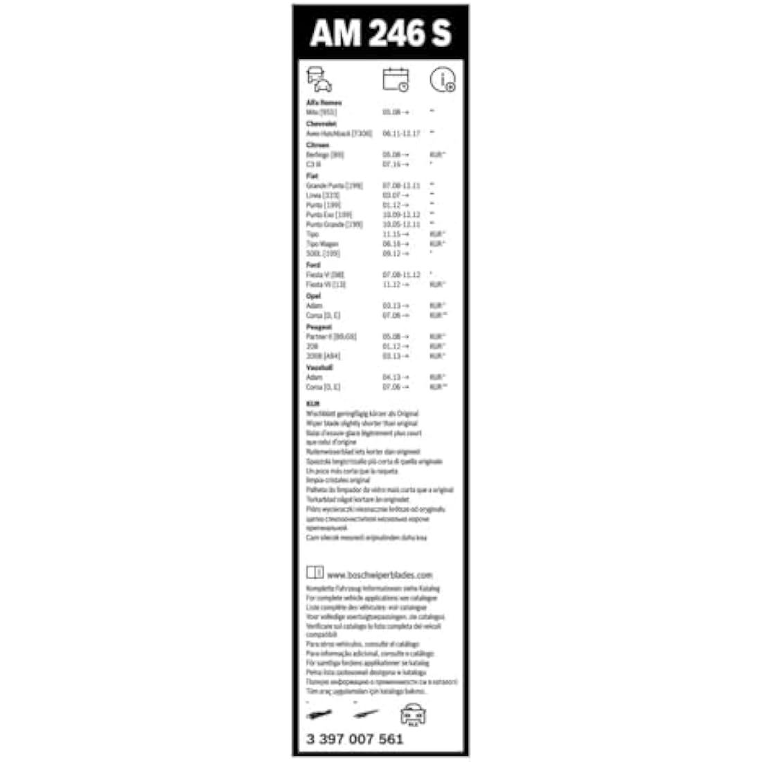 Bosch Wiper Blade Aerotwin AM246S, Length: 650mm/380mm − set of front wiper blades