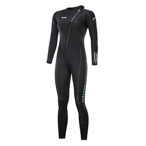ZCCO Ultra Stretch 3mm Neoprene Wetsuit,Front Zip Full Body Diving Suit,one Piece for Men Women-Snorkeling,Scuba Diving Swimming,Surfing (Women,