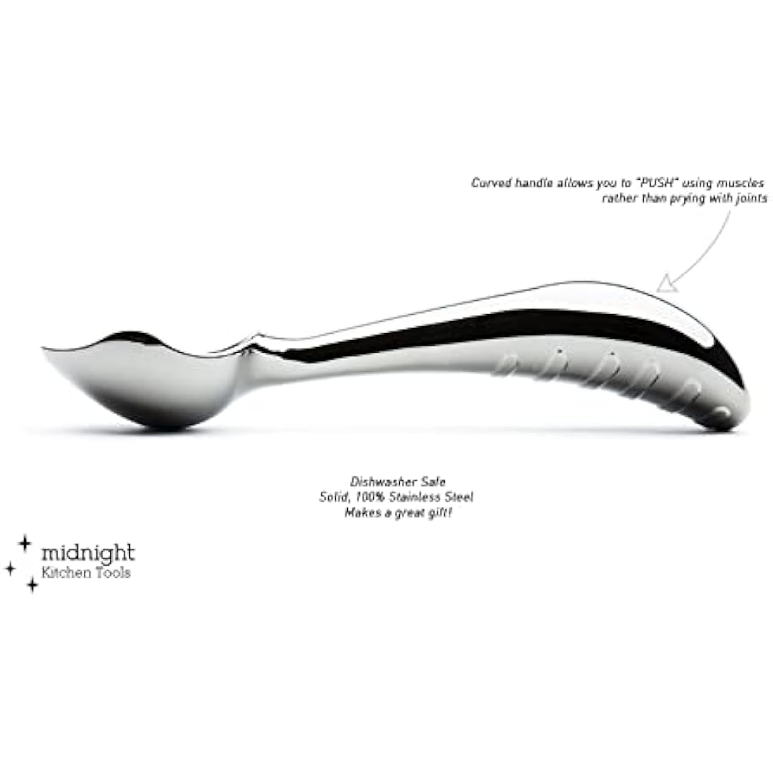Midnight Scoop Stainless Steel Ice Cream Scoop for Hard Ice Cream (Dishwasher Safe Ice Cream Spade) Steel