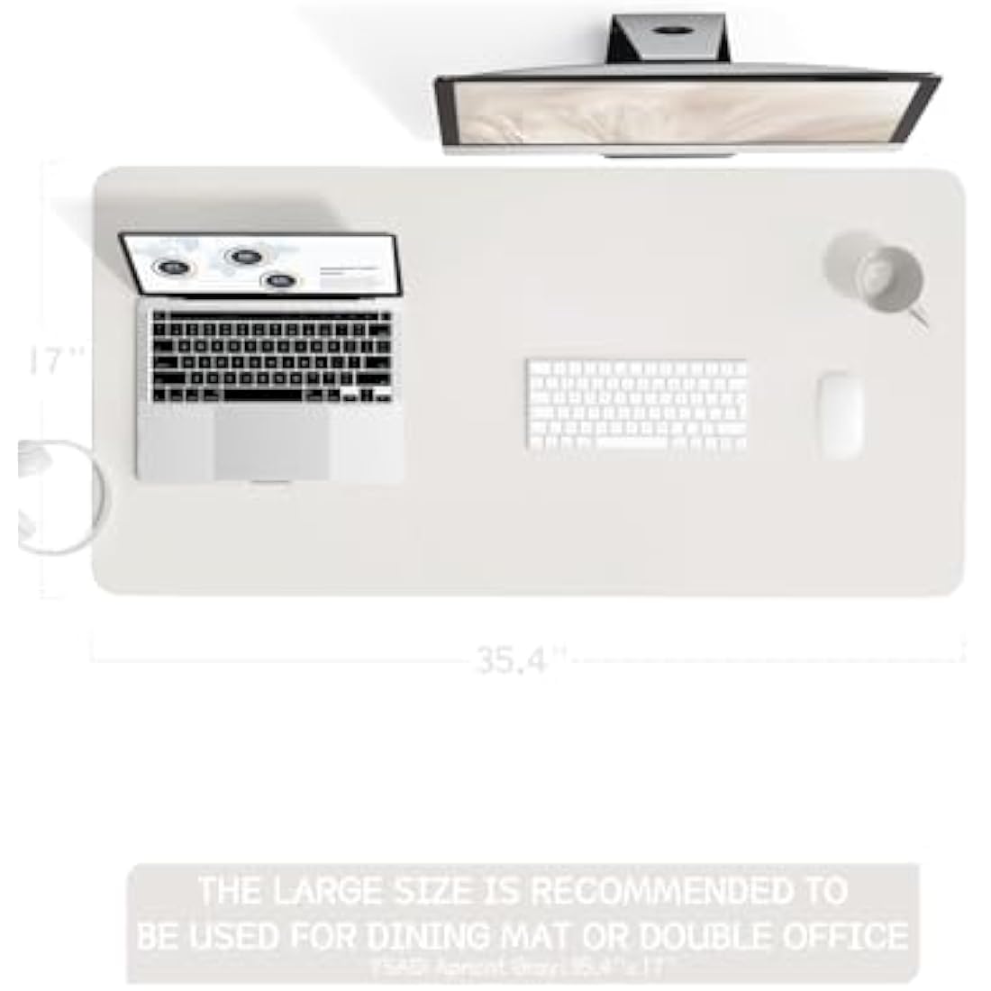 YSAGi Non-Slip Desk Pad, Waterproof PVC Leather Desk Table Protector, Ultra Thin Large Mouse Pad, Easy Clean Laptop Desk Writing Mat for Office Work/Home/Decor (90 x 43 cm, Gray)