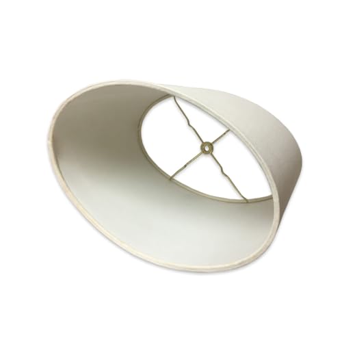 Royal Designs Shallow Oval Hardback Lamp Shade, Linen Eggshell, 10 x 12 x 7