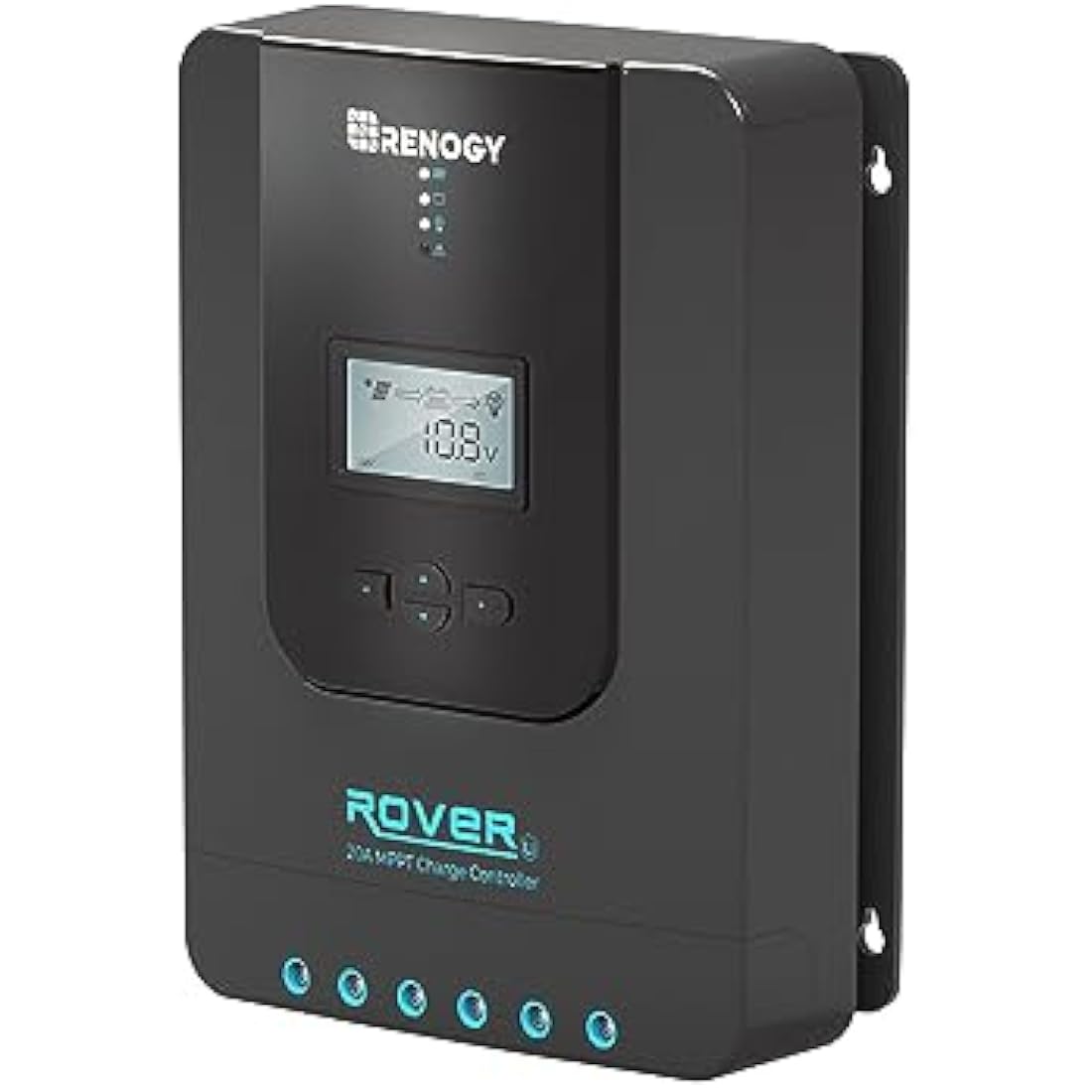 Renogy MPPT Charge Controller 20A, 12V/24V DC 20 Amp Input MPPT Charge Controller Auto Paremeter Adjustable LCD Display Solar Panel Regulator for Gel Sealed Flooded and Lithium Battery, 20A, Black