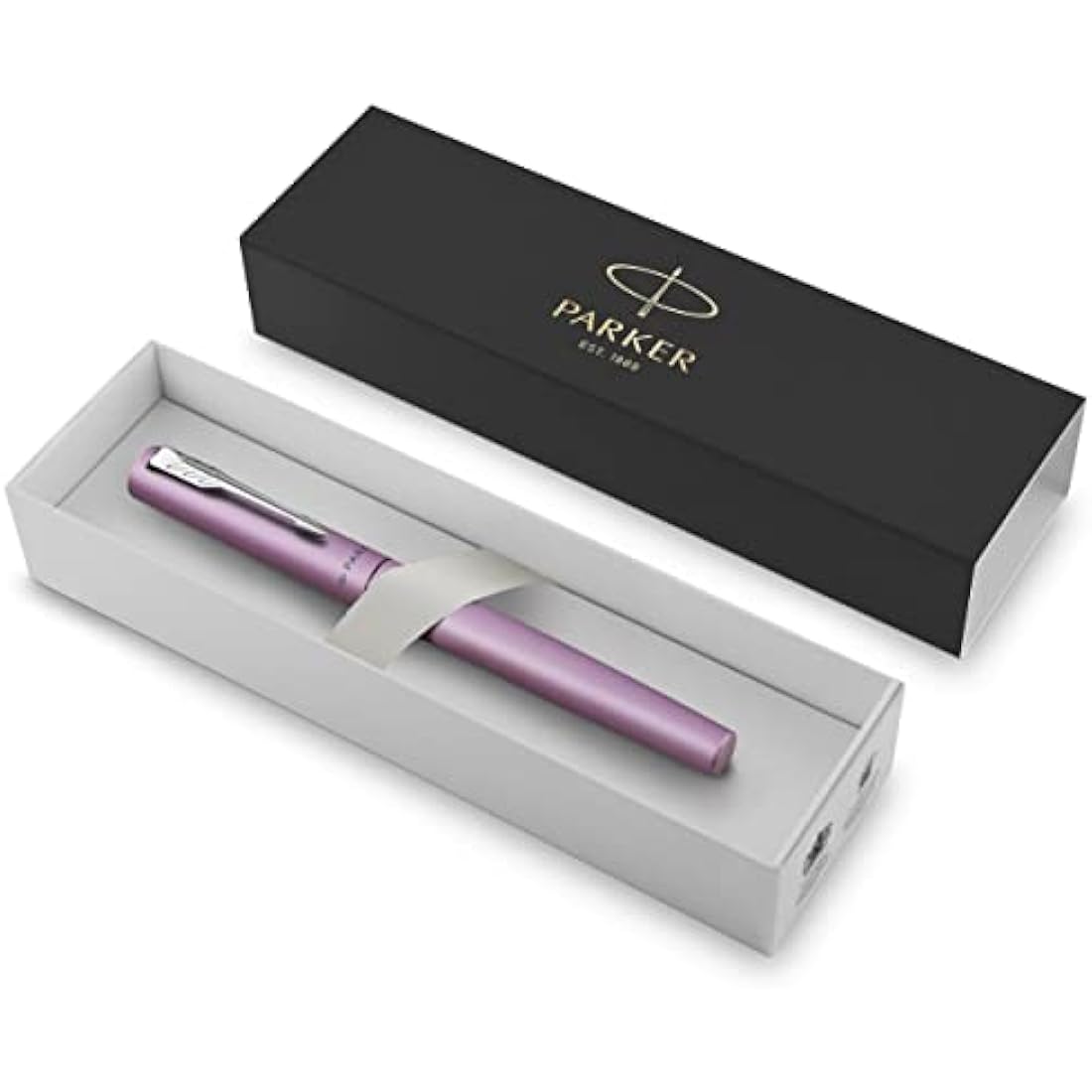 Parker Vector XL Fountain Pen | Metallic Lilac Lacquer on Brass | Medium Nib with Blue Ink Refill | Gift Box