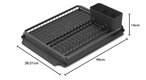 Brabantia Dish Drying Rack, Dark Grey, Large (38.5 x 49 cm)