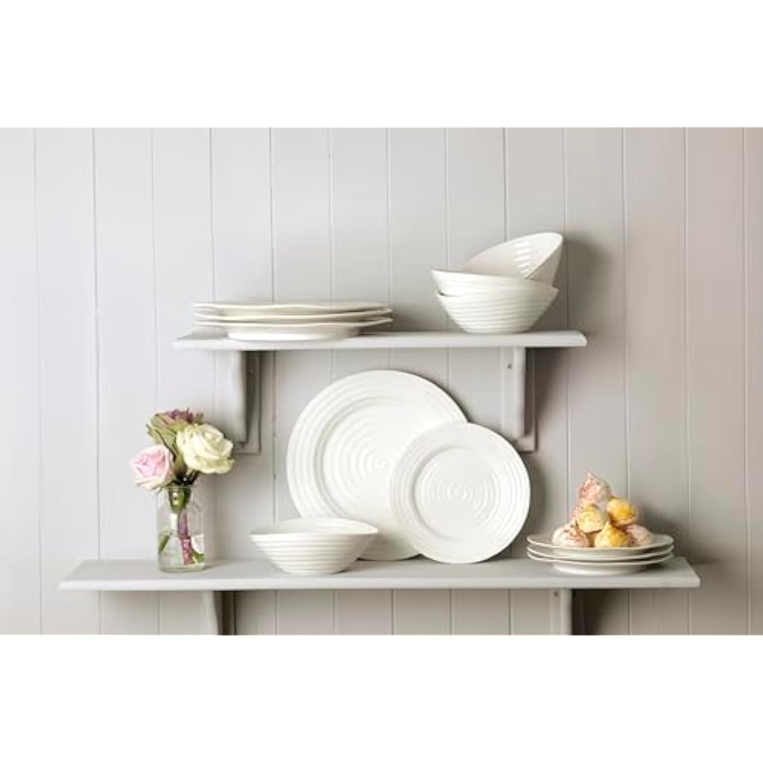 Portmeirion Home & Gifts CPW80002-X Dinner Set, Porcelain, White, 27.9 x 27.9 x 2.5 cm