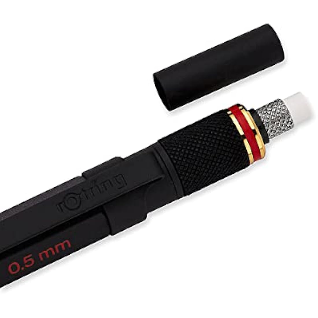 rOtring 800+ Mechanical Pencil and Touchscreen Stylus | Twist-to-Retract HB 0.5 mm Propelling Pencil | Black Metal Barrel