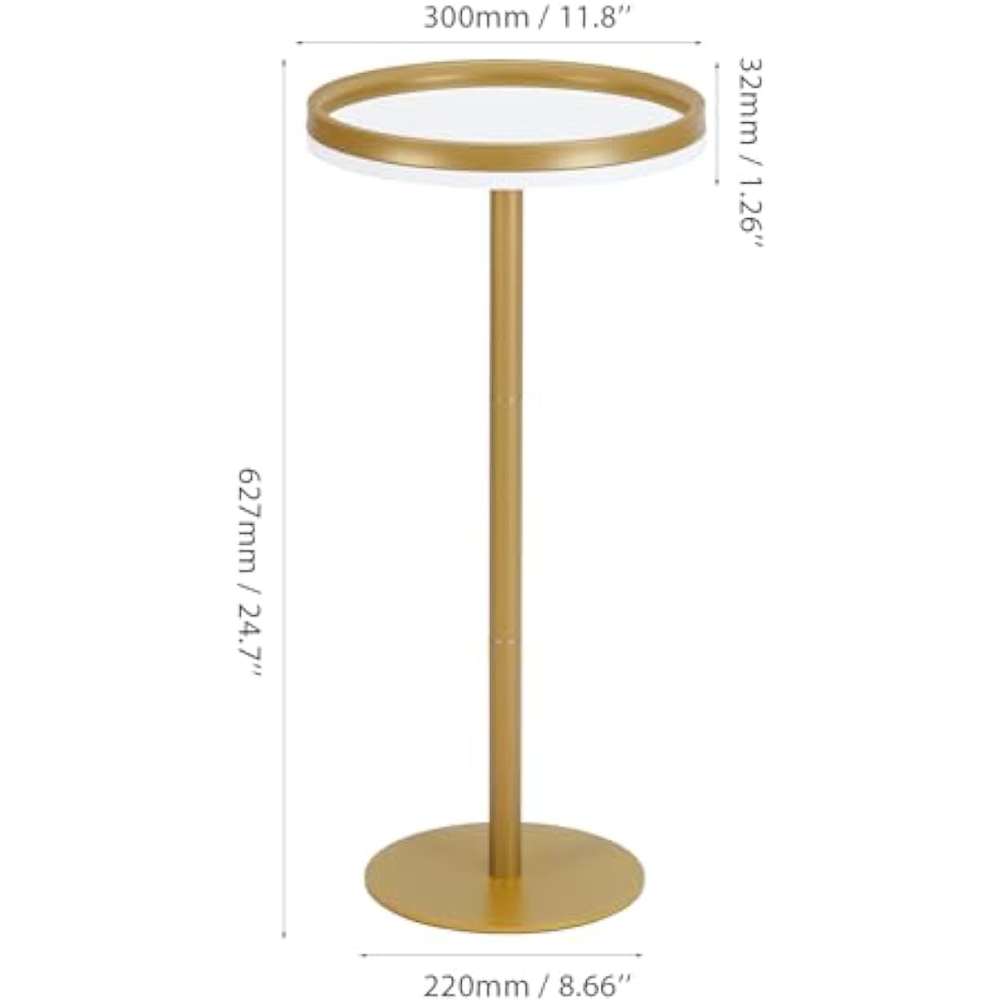 ZEXVIDA Small Round Coffee Table for Small Spaces,Drink Table for Living Room, Bedroom, Bathroom,Balcony (White Gold)