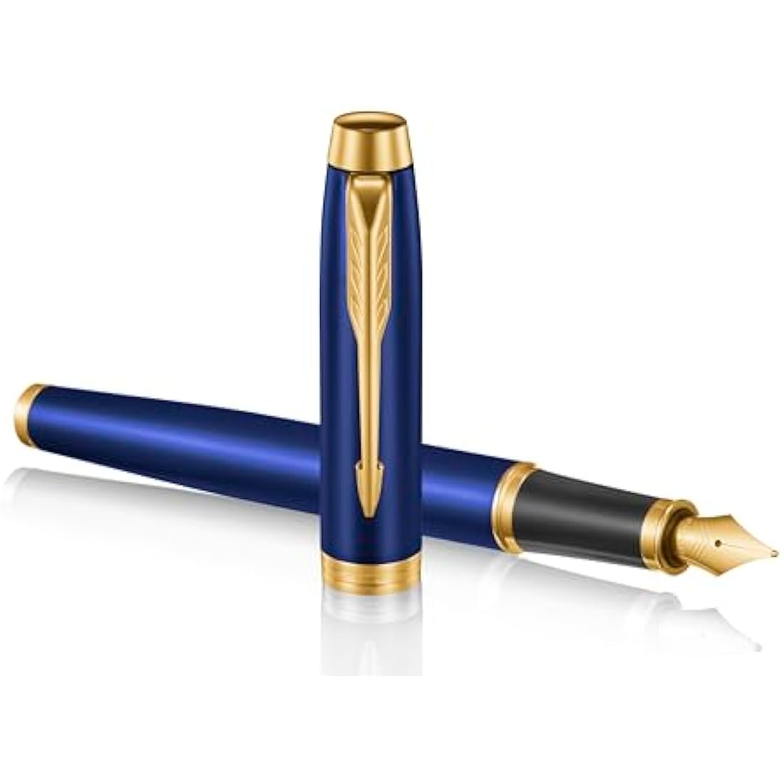 Parker IM Premium Limited Edition Fountain Pen | Lustrous Blue Lacquer with Gold Trims | Fine Gold Nib | Black Ink | Gift Boxed