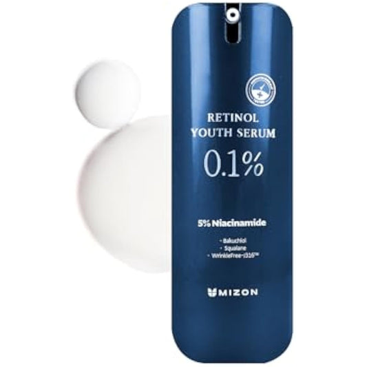 [MIZON] 0.1% RETINOL YOUTH SERUM (28g) Korean Skincare - Advanced Anti-Aging Serum with Retinol 0.1% and Bakuchiol - Brightening, Firming, and Smoothing - Anti-Aging & Anti-Wrinkle